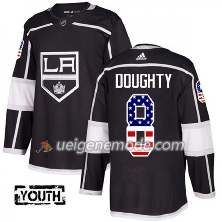 Kinder Eishockey Los Angeles Kings Trikot Drew Doughty 8 Adidas 2017-2018 Schwarz USA Flag Fashion Authentic